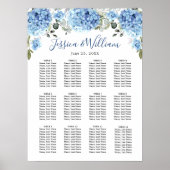 Poster Bleu Hydrangea Eucalyptus 12 Tables CADRE (Devant)
