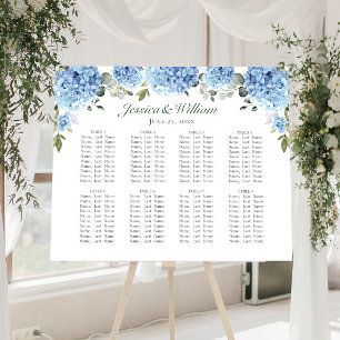 Poster Bleu Hydrangea Floral 8 Tables GRAPHIQUE DE SIÈGE