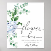 Poster Bleu Hydrangea Floral Bar Fleur Symbole Faveur (Devant)