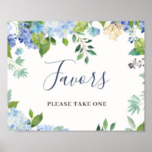 Poster Bleu Hydrangea Floral Wedding Favors Signaler Post