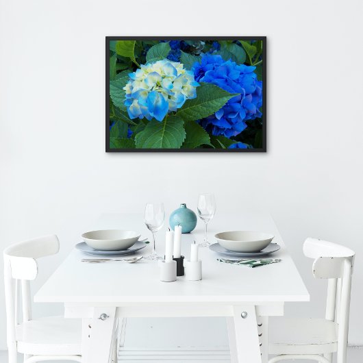 Poster Bleu Hydrangée fleurit Floral brillant