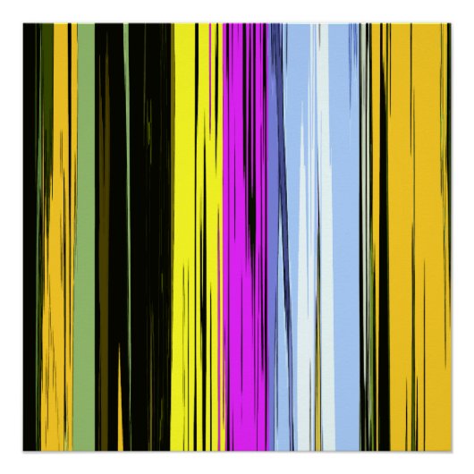 Poster Bleu Jaune Bleu Violet Noir Frappes Verticales (Devant)