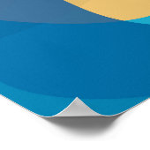 Poster Bleu, jaune, cool, urbain tendance ondulé illustra (Coin)