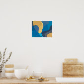 Poster Bleu, jaune, cool, urbain tendance ondulé illustra (Cuisine)