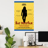 Poster bleu jaune étoile bat mitzvah (Bureau à domicile)
