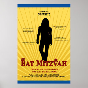 Poster bleu jaune étoile bat mitzvah