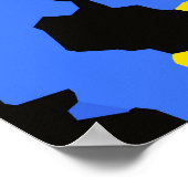 Poster Bleu Jaune Noir Conception abstraite (Coin)