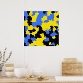 Poster Bleu Jaune Noir Conception abstraite (Cuisine)