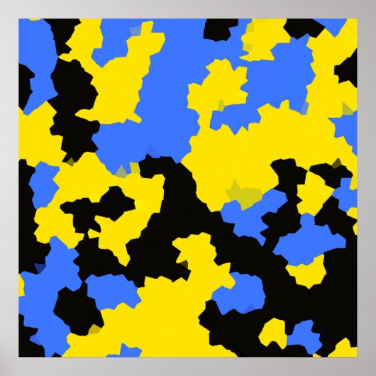 Poster Bleu Jaune Noir Conception abstraite (Devant)