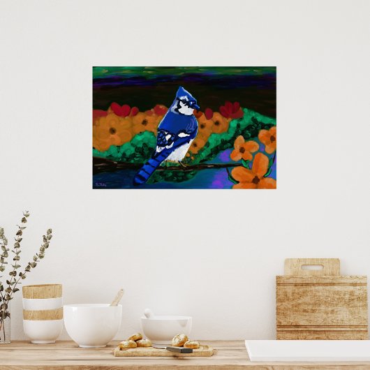 Poster Bleu Jay en Orange (Cuisine)