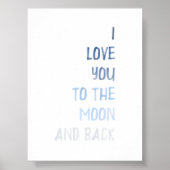 Poster Bleu Je t'aime à la lune et l'imprimé arrière (Devant)