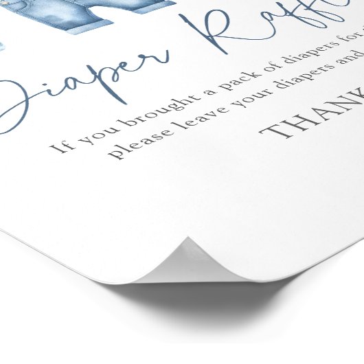 Poster Bleu Jean Denim Baby shower Déchets Lavette Signe (Coin)