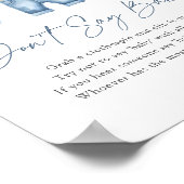 Poster Bleu Jean Denim Baby shower Ne pas dire bébé signe (Coin)