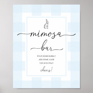 Poster Bleu lapin En vichy barre Mimosa