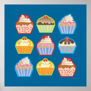 Poster bleu Lotsa Cupcakes