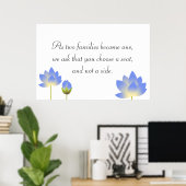 Poster Bleu lotus fleurs gris mariage panneau (Bureau à domicile)