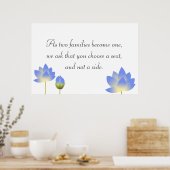 Poster Bleu lotus fleurs gris mariage panneau (Cuisine)