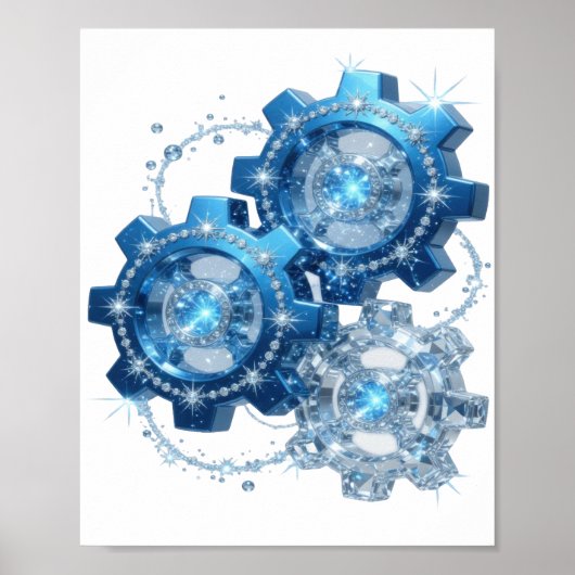 Poster Bleu ludique BLUE GEAR (Devant)