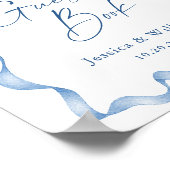 Poster Bleu Main tiré Bow Notre Guestbook Mariage Signal (Coin)