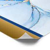 Poster Bleu marbre pierre / Or Marine Bleu Frontière Art (Coin)