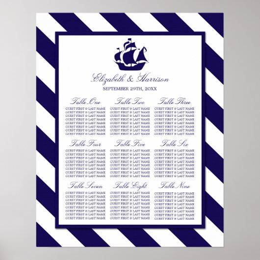 Poster Bleu Mariage de navire marine (Devant)