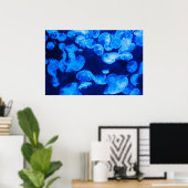 Poster Bleu méduse sous l'eau (Bureau à domicile)