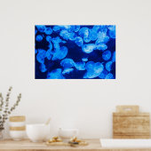 Poster Bleu méduse sous l'eau (Cuisine)