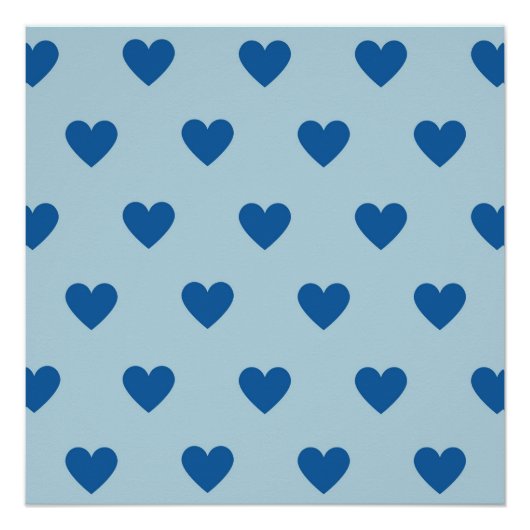 Poster Bleu mignon simple Motif de coeur (Devant)