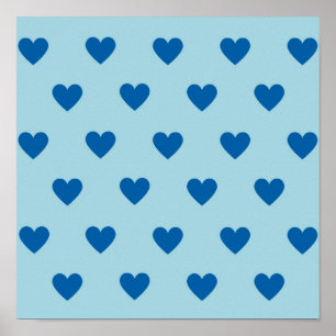 Poster Bleu mignon simple Motif de coeur