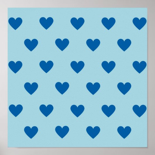 Poster Bleu mignon simple Motif de coeur (Devant)
