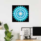 Poster Bleu Mille Pétale Lotus Mandala (Bureau à domicile)