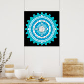 Poster Bleu Mille Pétale Lotus Mandala (Cuisine)