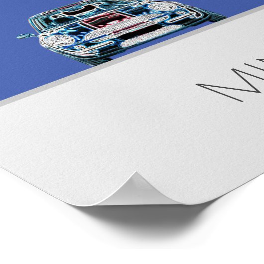 Poster bleu Mini Cooper (Coin)