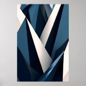 Poster Bleu Moderne Abstrait Géométrique 3D (Devant)