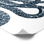 Poster bleu moderne Octopus (Coin)