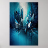 Poster Bleu moderne peinture Abstraite (Devant)