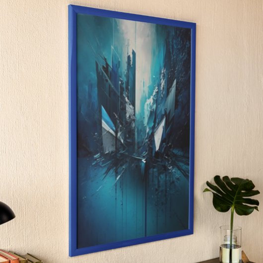 Poster Bleu moderne peinture Abstraite