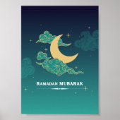 Poster bleu moderne Ramadan Moubarak (Devant)