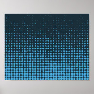 Poster Bleu, moderne, rétro, cool, motif à points tendanc