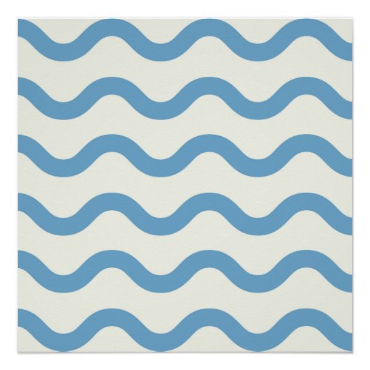 Poster Bleu Nautique Super Wavy Stripe moderne minimalist (Devant)