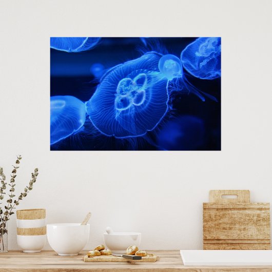 Poster Bleu néon méduse (Cuisine)