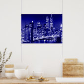 Poster bleu New York City Night (Cuisine)