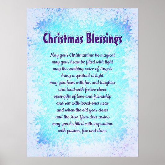 Poster Bleu Noël Bénédiction design gel (Devant)