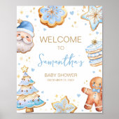 Poster Bleu Noël Cookie Bienvenue (Devant)