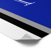 Poster Bleu, Noir & Argent Ecole Diplôme Art encadré (Coin)