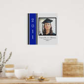 Poster Bleu, Noir & Argent Ecole Diplôme Art encadré (Cuisine)