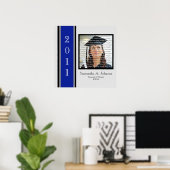 Poster Bleu, Noir & Argent Ecole Diplôme Art encadré (Bureau à domicile)