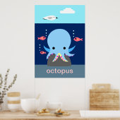 Poster bleu octopus (Cuisine)
