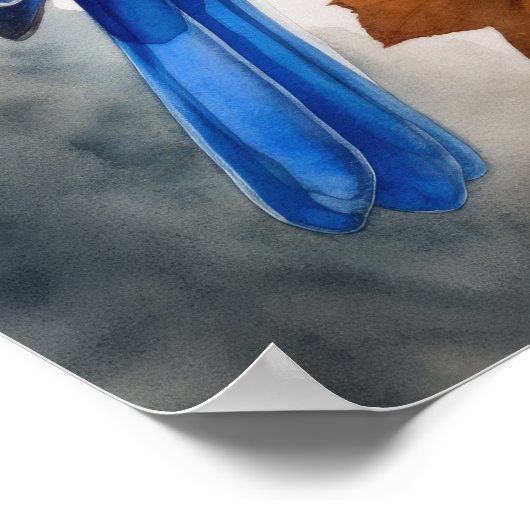 Poster Bleu Oiseau Art Imprimer l'affiche (Coin)