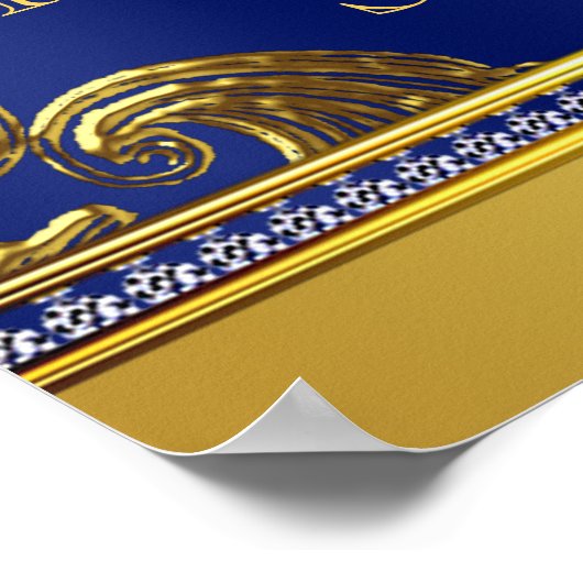 Poster Bleu or Baby shower Prince Signes (Coin)